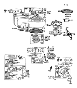 Blower Hsg,rewind,flywheel Diagram and Parts List for  Briggs and Stratton Engine